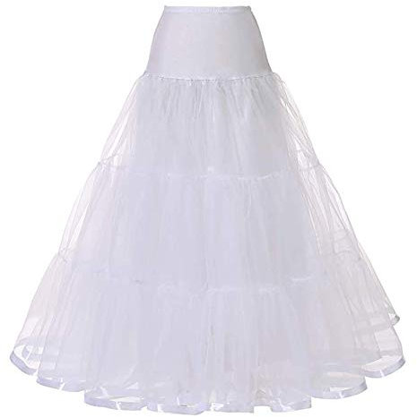 Verve Jelly Damen Knöchellang Petticoats Lange Hochzeit Petticoat Slips Reifrock Unterrock für Abschlussball Abend Hochzeitskleid, weiß, L/X-Large