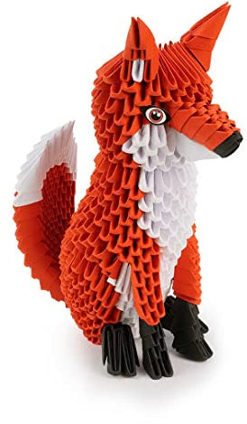 Origami 3D 501843-3D Origami Fuchs - Schöne 3D Papierskulptur mit patentierten Bauteilen und verständlicher Bauanleitung, 777 Teile, 8x15x20cm, ab 8 Jahre, Mittel