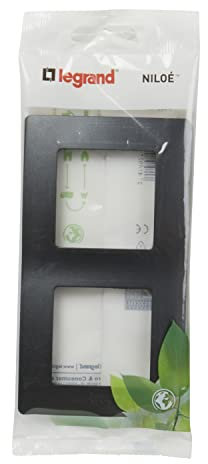 LEGRAND Rahmen 2 Elemente, Abdeckplatte für Mechanismus der Reihe Niloé Monobloc, Schwarz, 396416