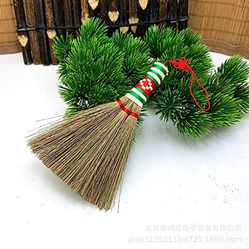 1 mini balai de paille de riz de 12 cm - Balai à main - Balai en bambou naturel fait à la main - Outil de jardinage