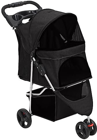 vidaXL Hundewagen Faltbar Schwarz 80x46x98cm Oxford-Gewebe Hundebuggy Hund