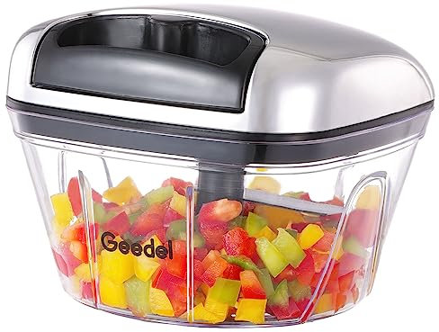 Manual Pull Food Chopper, Hand Pull String Onion Chopper Dicer for Kitchen, Easy Cleaning Food Chopper for Vegetables, Fruits (500 ML)