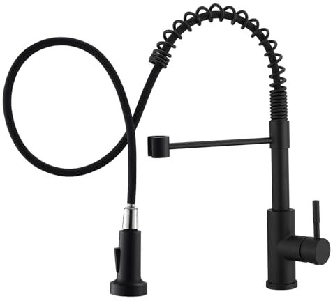 TIMACO Grifo de cocina negro, grifo de alta presión con manguera extraíble, mezclador de lavabo (Últimos diseños americanos)