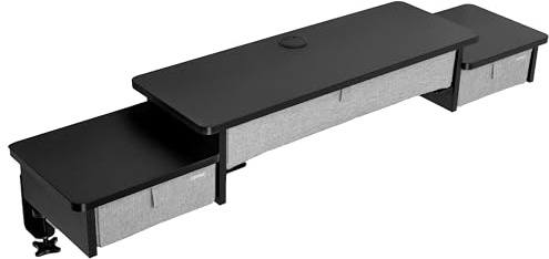 Duronic DD4 BK 120 cm skrivbordsskiva med 3 lådor | Kompatibel med alla 120 cm skrivbordsskivor | Skrivbordstillbehör | Gör det möjligt att lägga till lådor | Yta för att höja skärmen
