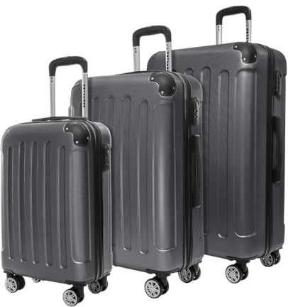 TRVLMORE Kofferset 3 Teilig Hartschale - Koffer & Trolleys Set - Reisekoffer Set 3 Teilig - Koffer Set 3 stück - Hartschalenkoffer Set 3 Teilig - Gepäck-Sets - Trolley Set 3 Teilig - Grau