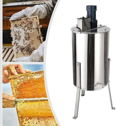 Elektrisch Honigschleuder 140W Tangentialschleuder Edelstahl 3-Waben Honigextractor 370rpm Bienenzüchter Zubehör