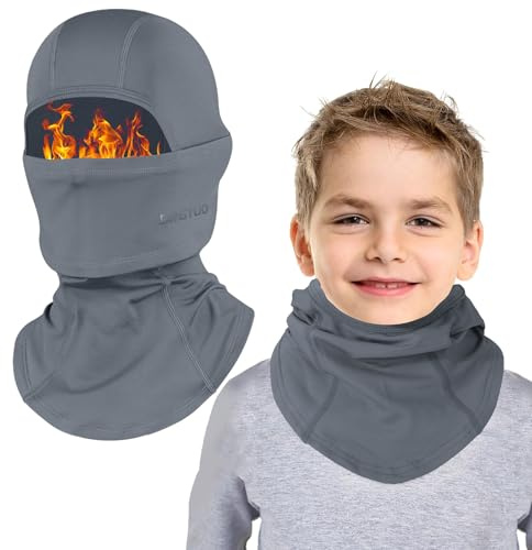 TAGVO Vintervärme för barn i fleece, balaklava, multifunktion vindtät varm heltäckande ansiktsskydd hatt med halsvärmare skidmask för pojkar och flickor 8-13 år till skidåkning cykling vandring