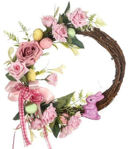 Ghirlanda per porta pasquale, Ghirlanda di fiori artificiali, Ghirlanda per porta di uova di Pasqua, Corona rustica per fattoria, Corona di porta di primavera stagione, Corona di Pasqua per interni,
