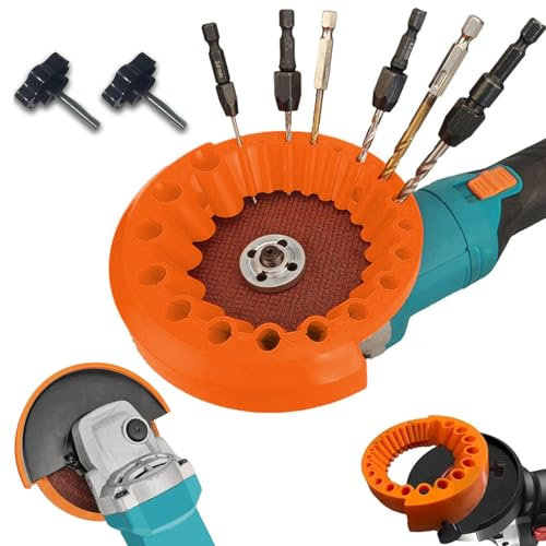 Drill Bit Sharpener, Angle Grinder Attachment for 2~13mm Drill Bits, 125mm Grinder Compatible, ABS Material, Orange, Workshop & DIY Projects