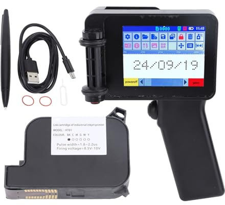 SEAFRONT Handhållen Bläckstråleskrivare med Bläck, Pekskärm 600DPI För Textstreckkodsdatum QR-kodetikett Ergonomisk Design 1500mAh Batteri Multipla Ytor Utskrift