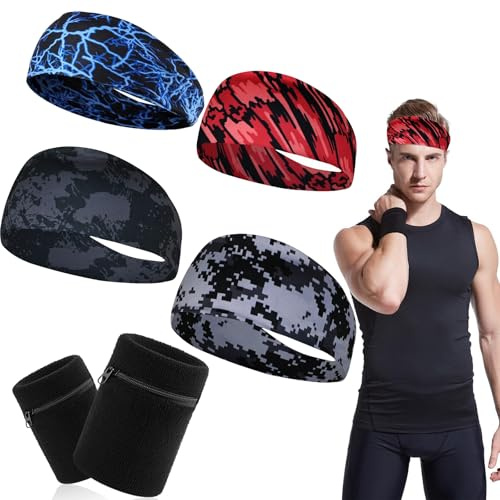EnixwH 6 stycken svettband, unisex tennismanschetter, gymmanschetter löpning elastisk manschett, halkfria handledsskydd för män för yoga jogging fitness vandring utomhus cykling