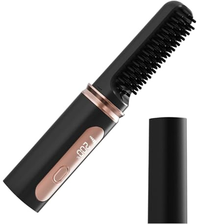 Fer à lisser pour femme | Brosse chauffante à lisser | Fer à friser à température réglable, peigne rechargeable par USB pour moins de dommages causés par la chaleur pour un coiffage lisse et