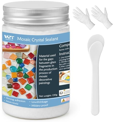 WAN2TLK White Mosaic Crystal Grout 130g, Mosaic Tile Accessories, Mosaic Tiles Grout for Crafts, No Water Needed, Fast-Drying, Essential for Handmade Grouting, for All Surfaces