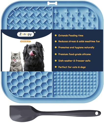 Zonopy Licking Mat for Dogs & Cats with Suction Cups, 1 Pack Square Dog Slow Feeder Lick Pat for Anxiety Relief & Boredom, Dog Toys to Keep Them Busy, Pets Bathing Training Grooming Mat