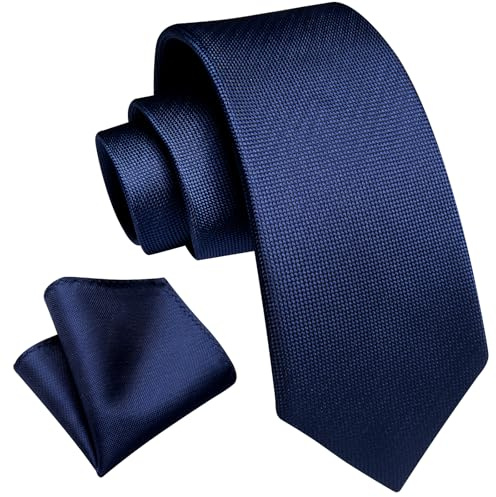 DiBanGu Boys Ties Silk Self-Tied Neckties and Pocket Square Set Kids Ties for Age 8-12 Wedding Party School Uniforms, Navy Blue