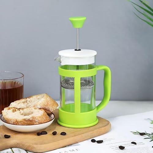 Cafetera de prensa francesa, jarra de vidrio de borosilicato, prensa de café de acero inoxidable 304 con 3 filtros, ideal para camping y viajes