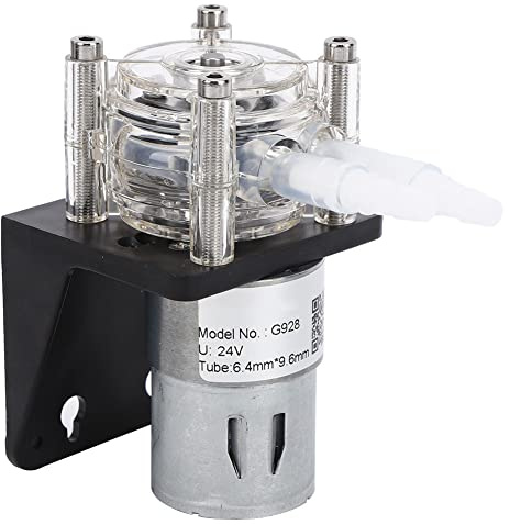 Fafeicy Stor Peristaltisk Pump, Borstad Växelmotorpump med Genomskinligt PC-huvud, 500 Ml/min, för Akvarieluftpumpstillbehör, G928 Peristaltisk Pump med Kortplats, Tyst och Hållbar (24V)