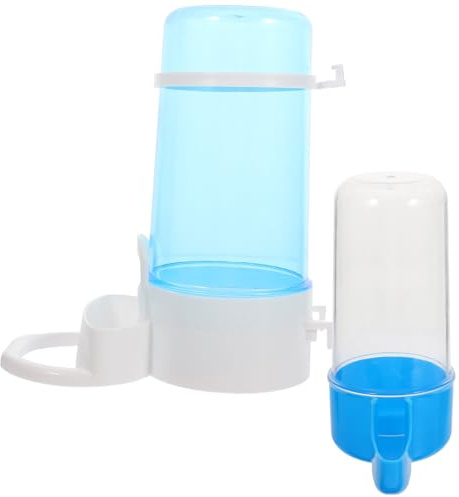 BCOATH Bebedero Automático para Pájaros 2 Piezas (200 Ml Pequeño y 415 Ml Grande) de Plástico Transparente para Jaulas, Dispensador de Agua y Alimento para Aves de Corral