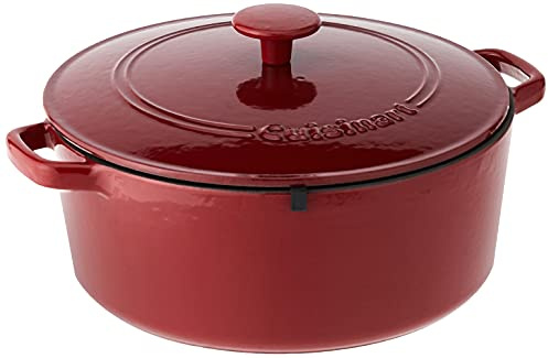 Cuisinart Chef's Classic Enameled Cast Iron Round Covered Casserole (Cardinal Red, 7- Quart)