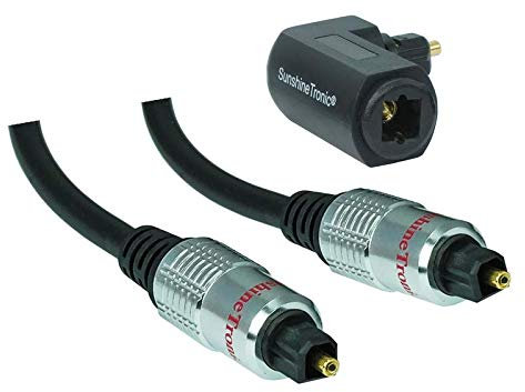 SunshineTronic - Cavo ottico digitale Toslink con adattatore angolare Toslink (girevole a 360°) (lunghezza: 2 m)