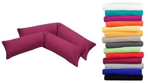 Moon Luxury Linon 2er Pack Kissenbezug für Seitenschläferkissen 40x145 Beere, Kissenhülle 100% Baumwolle