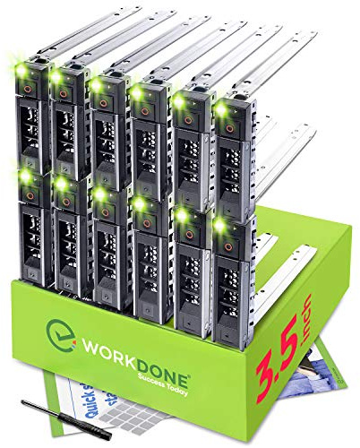 WORKDONE 12er-Pack - 3,5 Festplatten-Caddy - Kompatibel für Dell PowerEdge Server 14.-15. Gen. - mit ausführlicher Anleitung - Aufkleber - Schraubendreher - Starke Tray-Schrauben