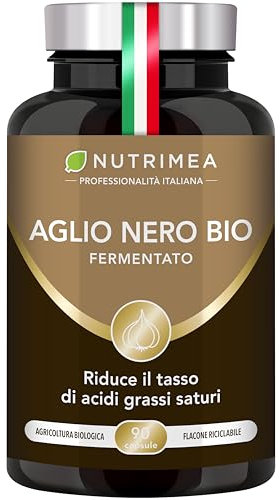 Aglio Nero Fermentato Biologico | Integratore Alimentare | 250 mg | Supporta la Circolazione | Antiossidante Naturale | 90 Capsule | Nutrimea