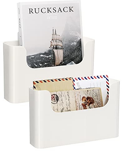 FKTXCO Organizer da parete per documenti da appendere, organizer per porta ufficio, posta, riviste, buste, planner da parete, tasca singola (bianco sporco, 2 pezzi)