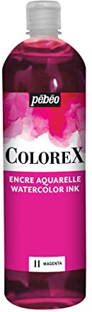 Pébéo - Encre Colorex 1 L Magenta - Colorex Encre Aquarelle Pébéo - Encre rose Rendu Velouté - Encre Dessin Multi-outil Tous Supports - 1 L - Magenta