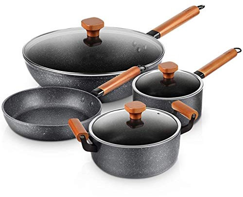 Soppgryta Stekpanna Mjölkgryta Wok Kastrull Stekpanna Nonstick Kök Universal med lock av härdat glas och halksäkra,hålls svala handtag INTE Lämplig för induktionsstekpanna