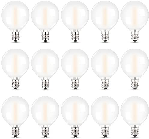 Genixgreen E12 Led Vintage Glühbirne G40F 1W LED Filament Lampe Ersetzt 10 Watt Edison Glühbirne 2200K für Kronleuchter, Nicht Dimmbar,15 Stück