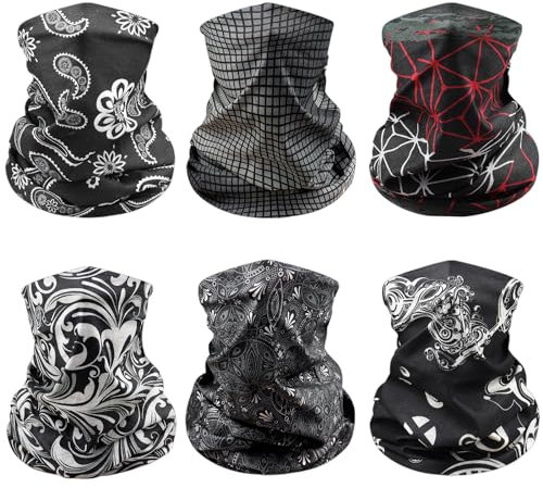 Awumbuk Halstuch Herren & Damen 6 Stück, Multifunktionstuch Unisex Nahtlose Bandanas Schlauchschal Herren Winddicht Halswärmer Motorrad Schal Herren für Outdoor Arbeit Radfahren Laufen