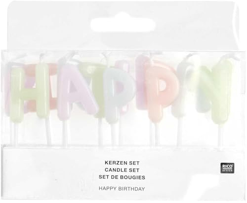 Kerzen Happy Birthday, Pastell