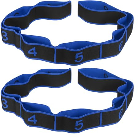 PATIKIL Bandas de Ejercicio 35.4 2 Piezas Correa de Estiramiento de Yoga Bandas Elásticas Latinas para Baile Físico Estiramiento Pilates Bandas de Resistencia Azul/Negro