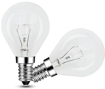 EASYIVY Lampadina da Forno E14 300 Gradi, 400LM Lampadina per Forno E14 G45 Dimmerabile per Forno, Microonde, Lampada Lava, Lampadario, Bianca Calda 2700K, 2 Pezzi
