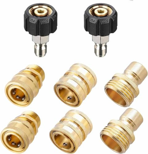 Treki 8pcs Adaptadores para Limpiador de Alta Presión M22 a 3/8'' Accesorios de Manguera de Desconexión Rápida Conexión Rápidapara Bomba Manguera de Lavadora Eléctrica 5000 PSI