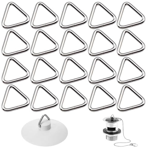 20Pcs Sink Stopper Triangle Buckle, Drain Sink Plug Chain, Bath Plug and Chain, Drain Stopper Sink Plug Chain Triangles Buckle Hook for Bathtub, Kitchen, Bathroom, Wash Basins