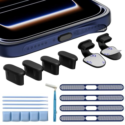 Dimdouda USB C dammskydd och dammskydd för högtalare, för iPhone 18 Pro Max/17 Pro Max/16/15-serien, telefonrengöringssats för portar, galler, högtalare etc
