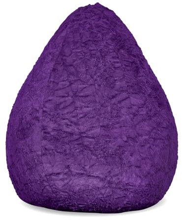 Lumaland Fluffy Sitzsack | Kinderzimmer Sitzkissen 60 x 45 cm | Waschbarer Bezug aus Webplüsch | Flauschiger & weicher Kinder Bodenkissen | Passend für Mädchen & Jungen | 120L Volumen [Dunkel Lila]