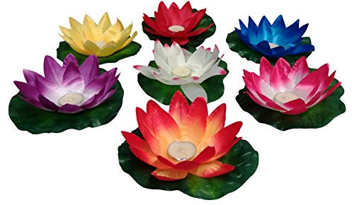 10 Stück Wasserlaterne Lotusblüte Seerose Schwimmlaterne Schwimmkerzen Laterne Outdoor Teelichter Kerzen Bunt Schwimmlichter Deko Windlicht