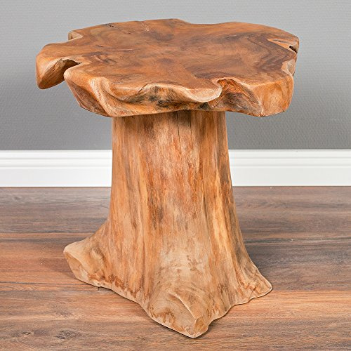 LEBENSwohnART Teak Beistelltisch MELAYA Natural Ø ca. 45cm massiv Couchtisch Nachttisch Tisch