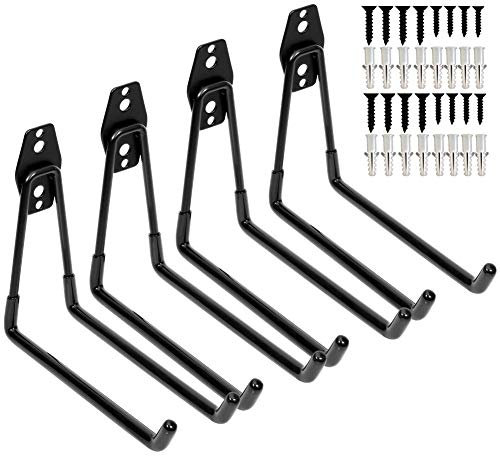 PiPaFox Garage Storage Utility Double Hooks, Heavy Duty Wall Mount Organizer Tool Hanger with Anti-Slip Coating