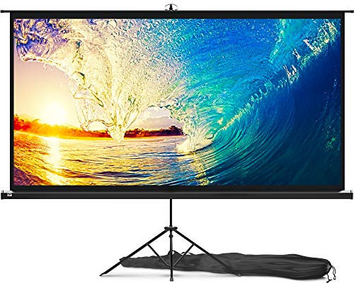 Beamer Leinwand mit Stativ 100 Zoll – Projektor-Leinwand für den Innen- und Außenbereich für Film- und Büropräsentationen – einstellbar von 4:3 bis 16:9 HD Premium Qualität mit Tragetasche