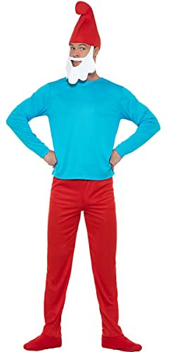 Funidelia | Papa Schlumpf Kostüm 100% OFFIZIELLE für Herren Größe XL The Smurfs, Zeichentrickfilm, Die Schlümpfe, Zwerg - Farben: Rot, Zubehör für Kostüm - Lustige Kostüme für Deine Partys