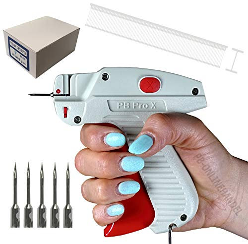 Etikettierpistole PB PRO Fein [7mm-Set 2] + 10.000 NYLON-Fäden T-End zum Vorhänge falten + 5 Ersatznadeln Etikettiergerät Tag Gun | PB-Onlinehandel