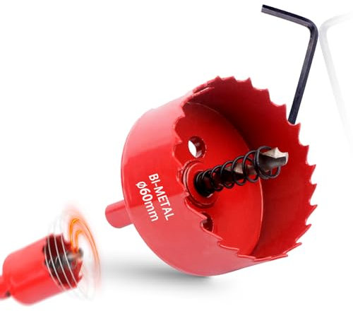 Broca de Sierra de Corona Bimetálica 60mm Coronas Perforadoras HSS para Madera Metal Aluminio Acero Inoxidable Plásticos y Mucho Más