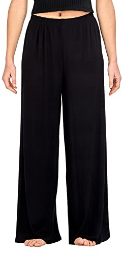SHADOW DANCE UK - Pantalon Palazzo large évasé élastique extensible grande taille noir - Pantalon de yoga léger et ample pour femme - Pantalon en lin taille haute pour femme, Noir , 54