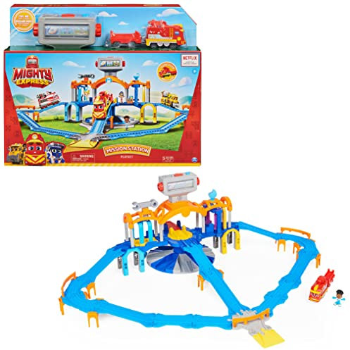 Mighty Express Mission Station Spielset - mit Push-and-Go Zug Frachter Nick, Spielfigur Max, Licht- und Geräuscheffekten, ab 3 Jahren