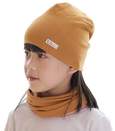 VUCDXOP Beanie Cappello Loop Sciarpa Set Ragazzi Ragazze Beanie Hats + Tube Sciarpa Set di 2, Autunno Inverno Morbido Cotone Beanie Hat Cappello Bandana Scaldacollo Snood Bandana Set