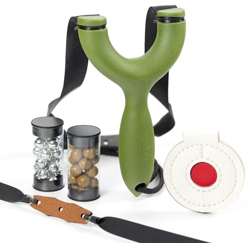 SimpleShot Sparrow Slingshot by Zach Fowler for Hunting and Target Shooting, with Ammo, Bands, and Spinner Target (Green)